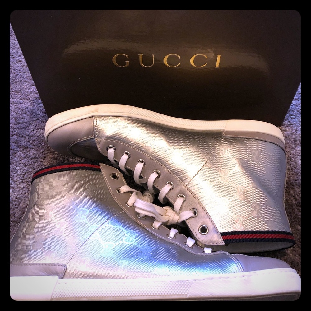 Silver Hightop Gucci Sneakers